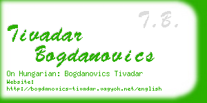 tivadar bogdanovics business card